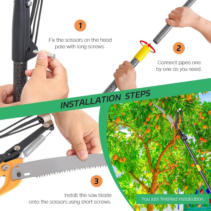 Pole Saws for Tree Trimming, 13.7 FT Manual Tree Trimmer Long Handle Pruner