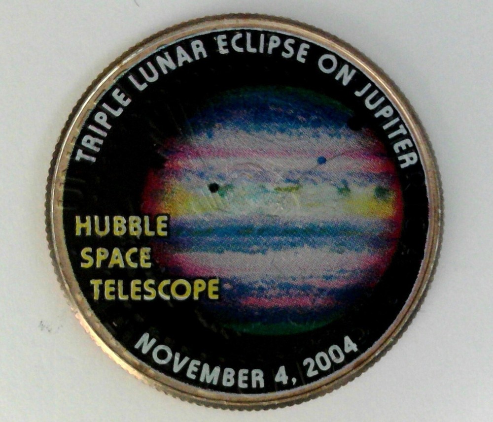 Triple Lunar Eclipse Hubble Telescope - Colorized Half Dollar Space Exploration