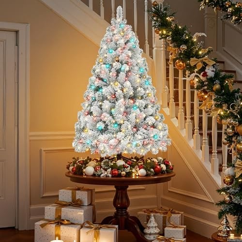 Pre-Lit Artificial Christmas Tree 4.5 ft App-Controlled Multicolor LED Foldable…