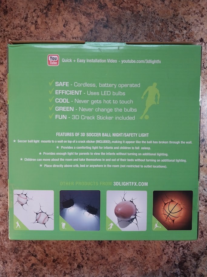 3D Soccer Ball Deco Light With Crack Sticker