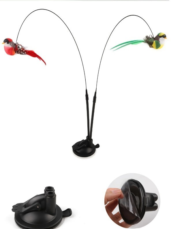 Two birds Cat teasing stick set simulation bird hands-free bird cat stick long