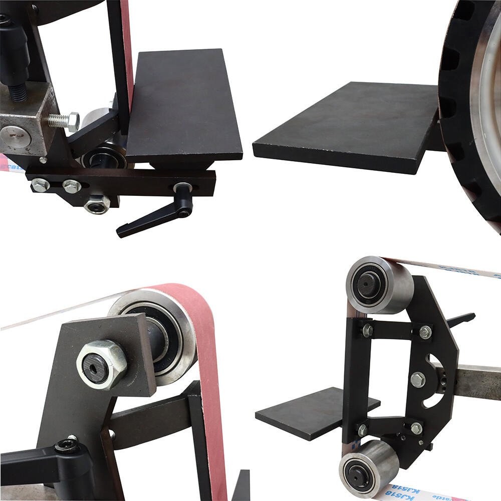 Vertical & Horizontal Frequency Conversion Belt Sander Grinder 3 Grinding Wheels