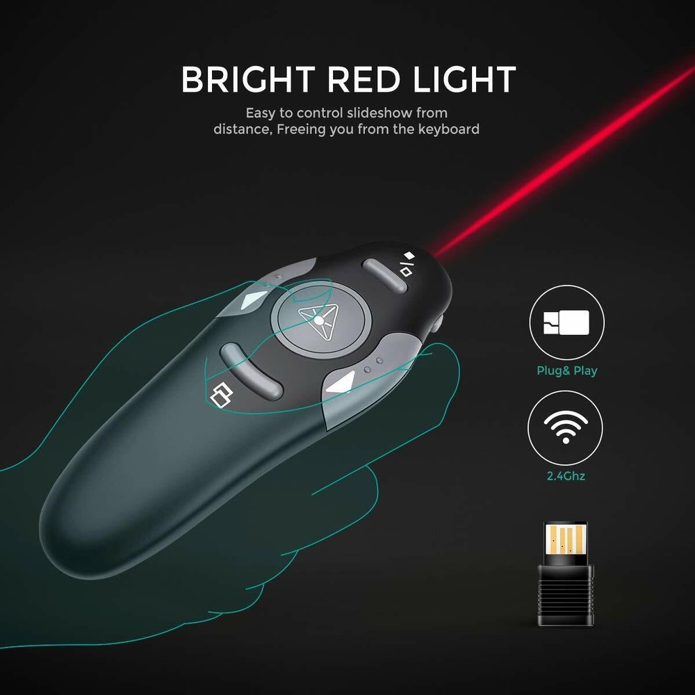 Laser Pointer Remote Control with USB, Supports Mac, Android iOS