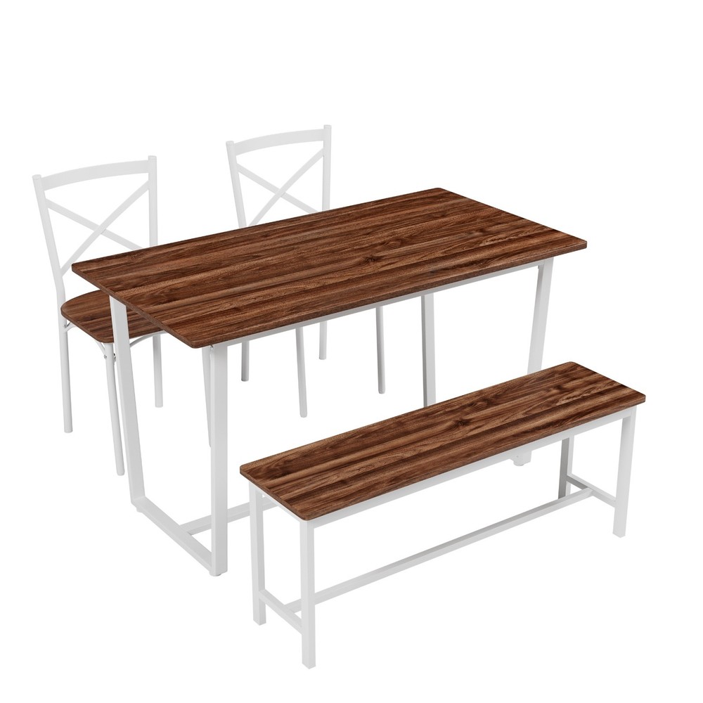 Industrial 4-Pc Table Chair Set Solid Backrest Durable Style