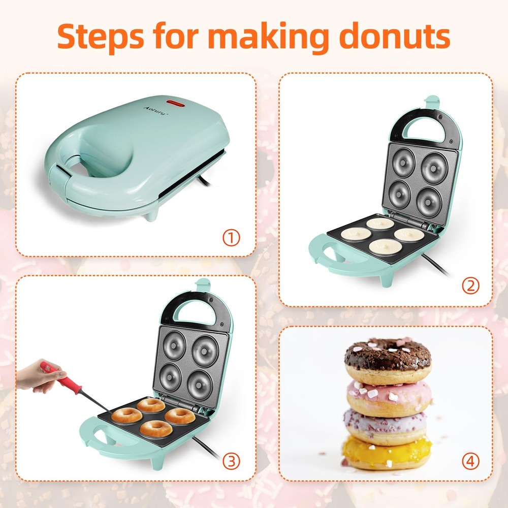 Mini Donut Maker for Kids Make 4 Doughnuts