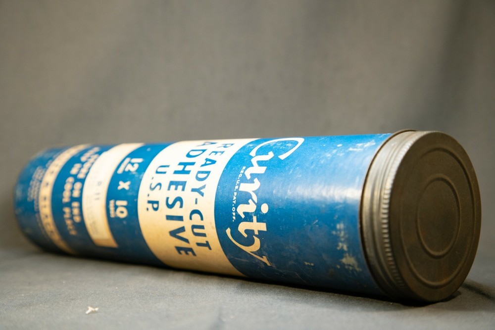 Vintage Ready Cure 1950's, Ready Cut Adhesive USP, Partial Cardboard Tin