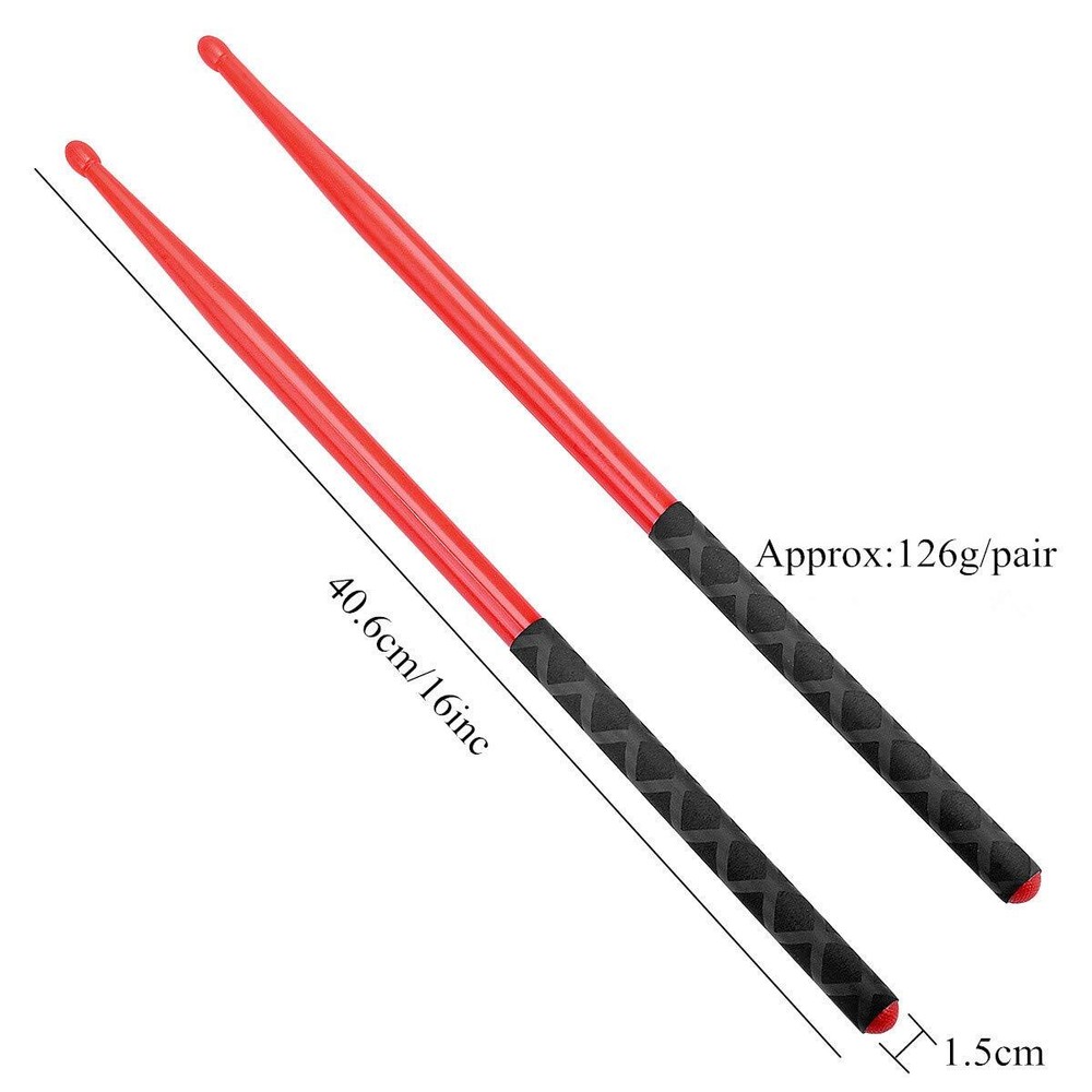 5A Nylon Drumsticks, Light & Durable with Anti-Slip Handle