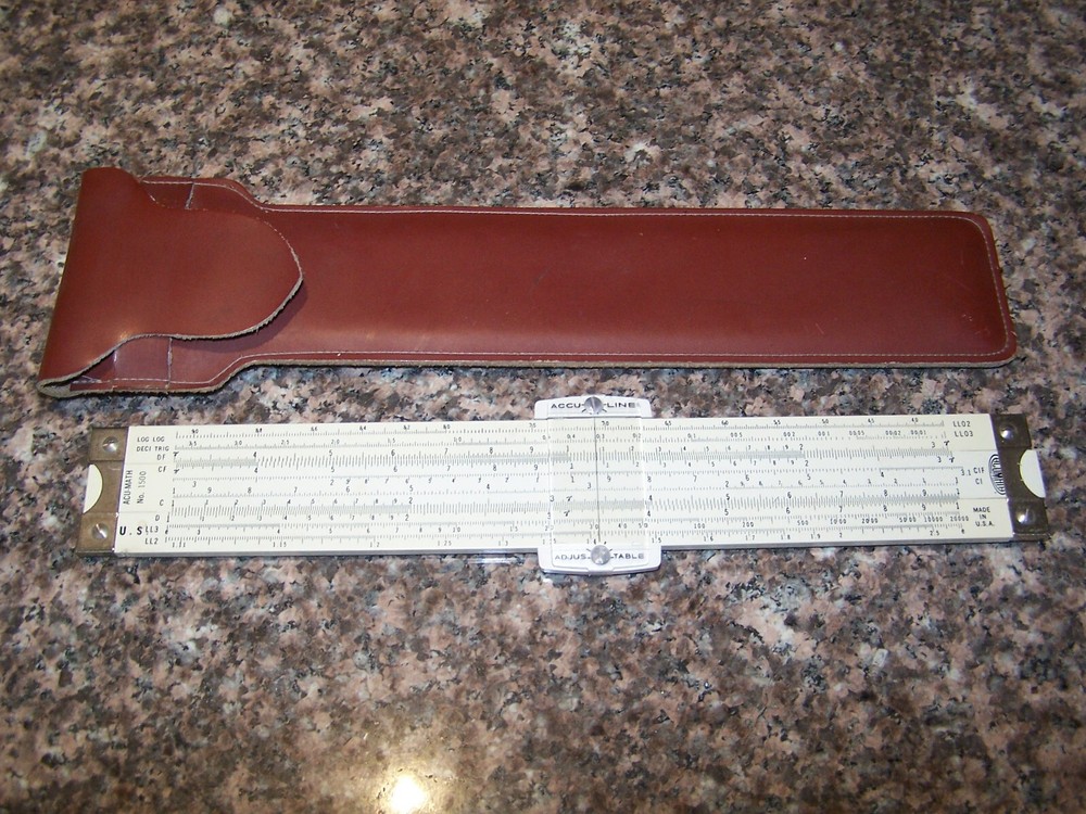 Acu-Math No. 1500 12-1/2" Plastic Slide Rule with case