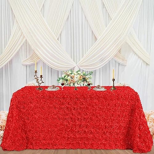 Rosette Tablecloth Wedding Decorations 90x156 156" x 90" (Rectangular) Red