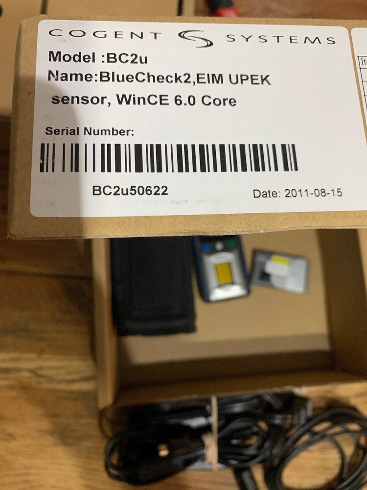 COGENT 3M BC2U FINGERPRINT SCANNER Reader Bluecheck 2 EIM UPEK WinCE