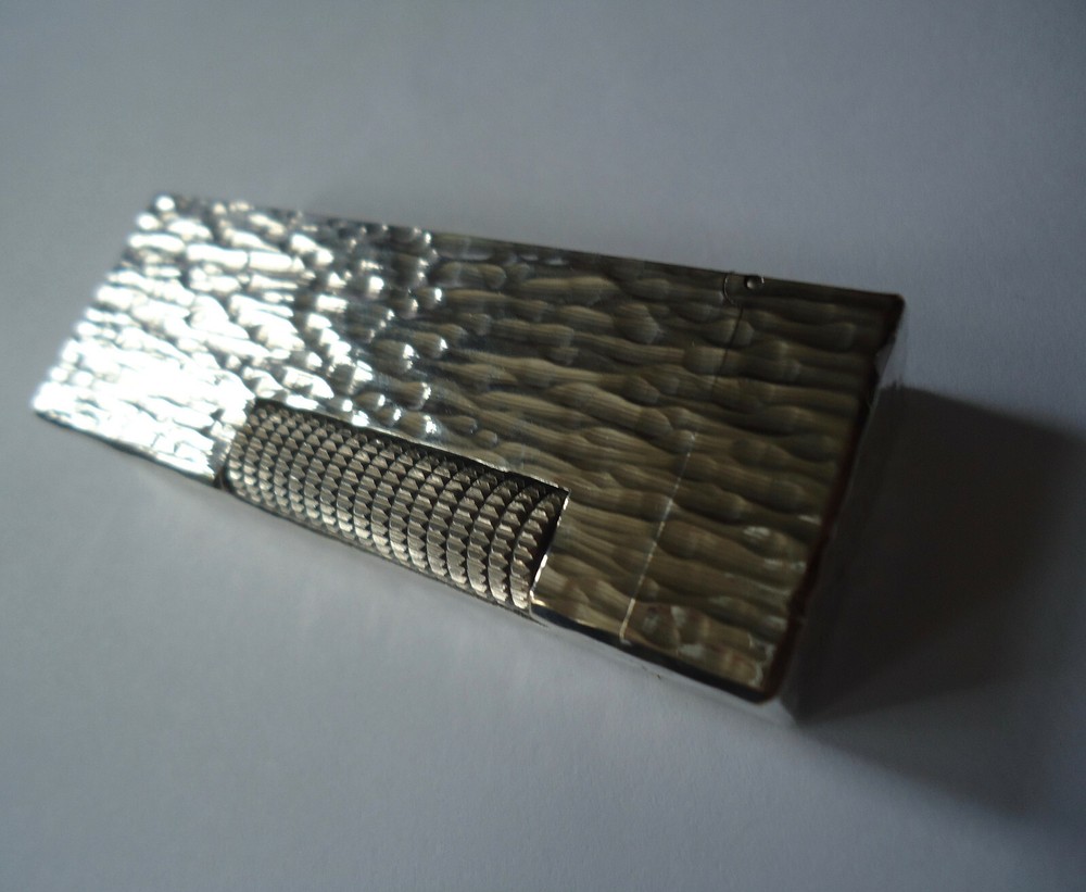 Dunhill Rollagas Lighter - Silver Plated - 'Bark' Pattern - Serviced