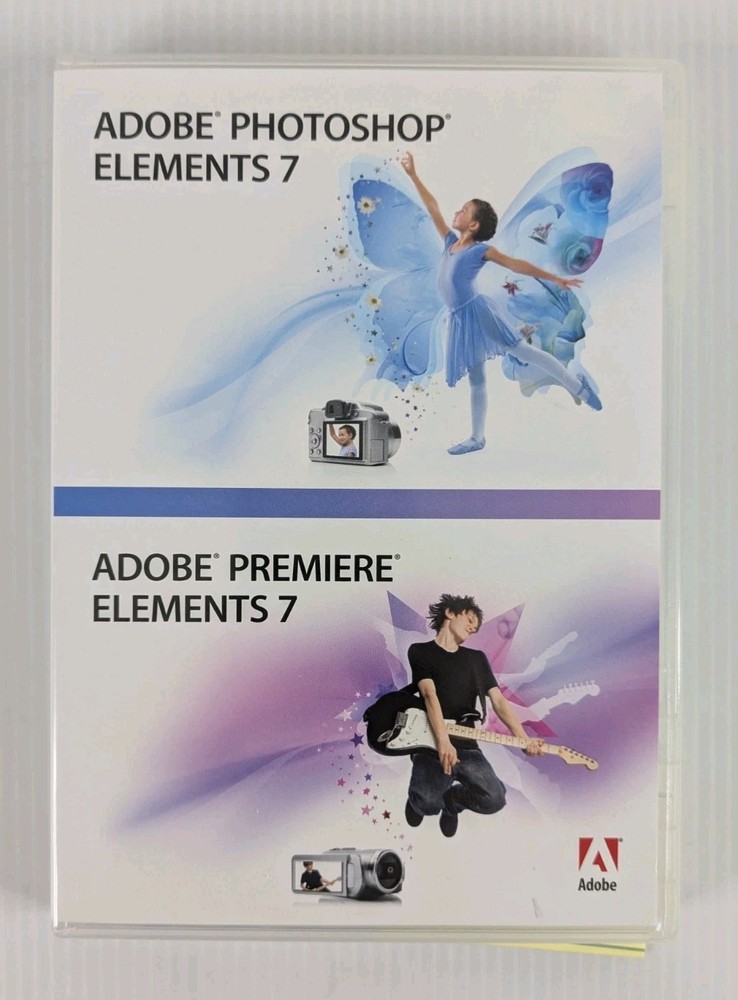 Adobe Photoshop Elements 7 & Premiere Elements 7 - 2 Discs With Serial Numbers