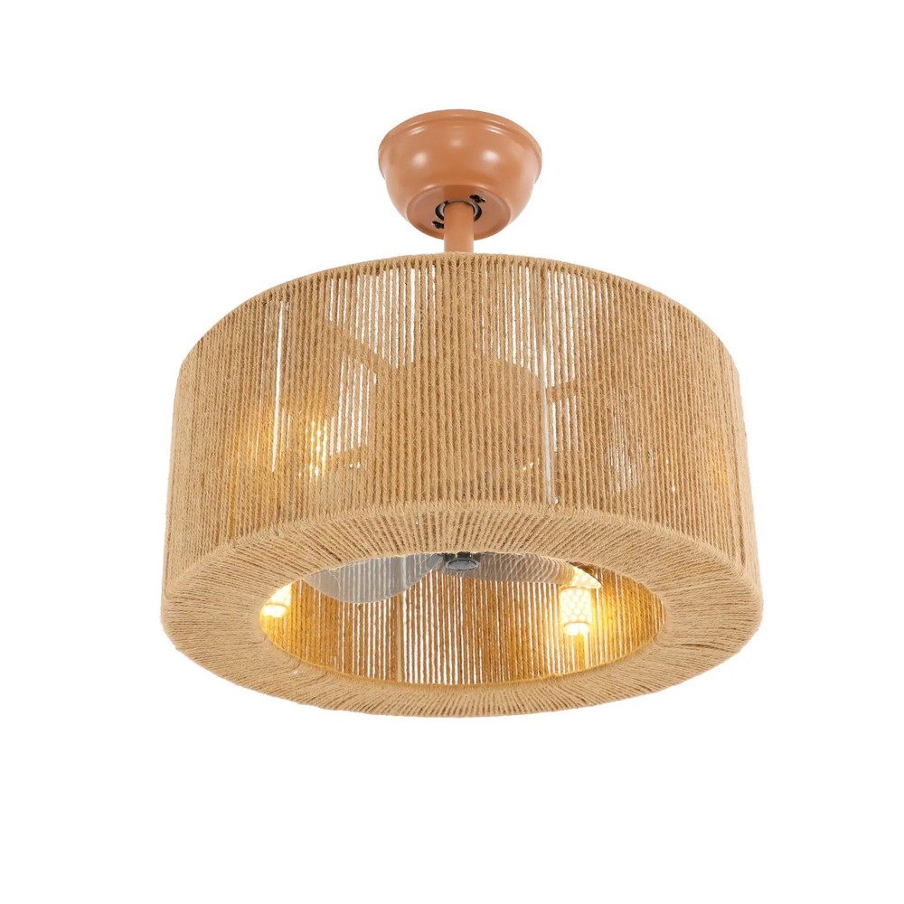 Caged HEMP Modern Ceiling Fan with LED Light & Remote Control Quite