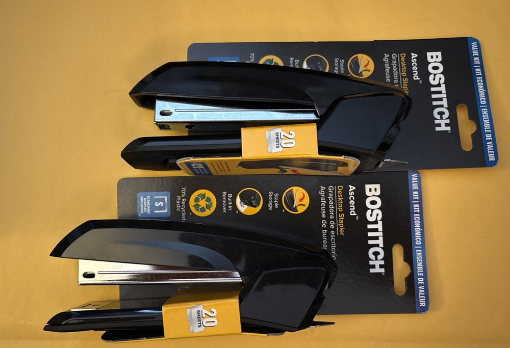 2- `Ascend 3in1 Stapler 20 Sheet Bostitch Integrated Remover & Staple Storage