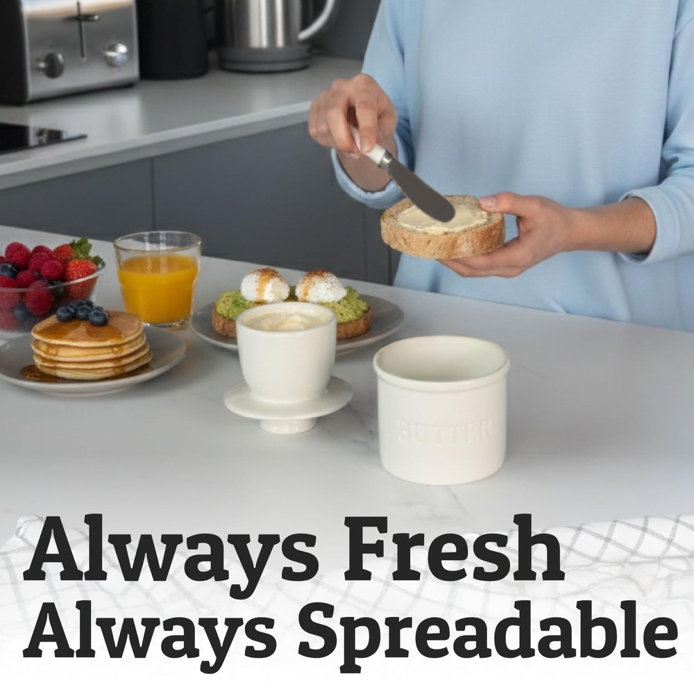 Priority Chef Ceramic Butter Crock with Lid Water Line