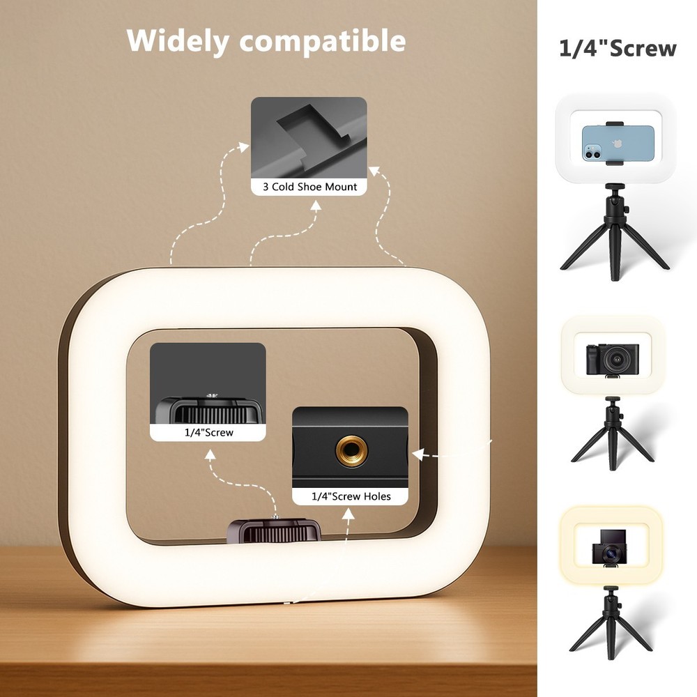 Handheld Fill Light, Rechargeable Selfie Ring Light Cordless Square Fill Light