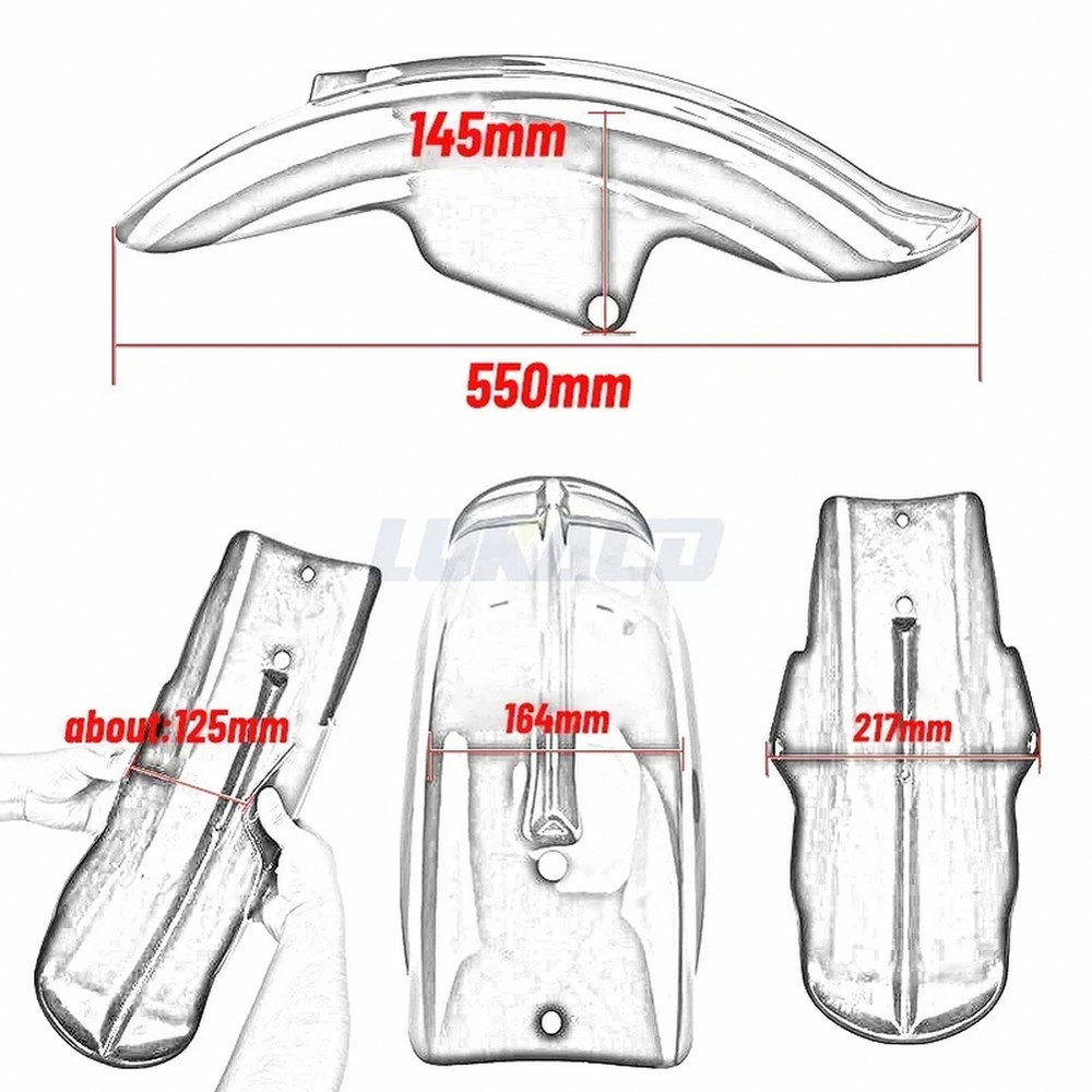 Generic Black Short Rear Motorcycle Fender - ABS Plastic