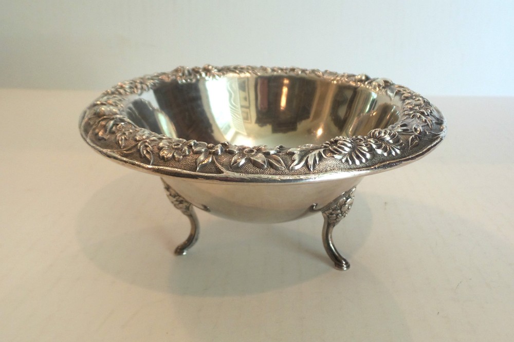 S. KIRK & SON "REPOUSSE" STERLING SILVER 6.25" FOOTED BOWL