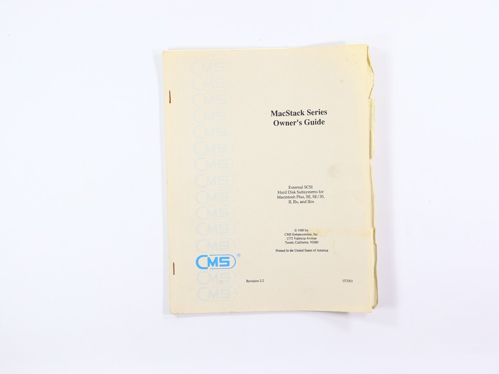 CMS External Apple SCSI Hard Drive Disk Manual - Macintosh Plus, SE & II