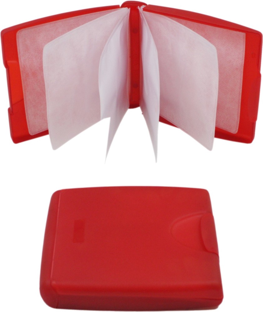 (15) Red 12 Disc Capacity Clamshell Translucent CD DVD Storage Case CDBR12RE