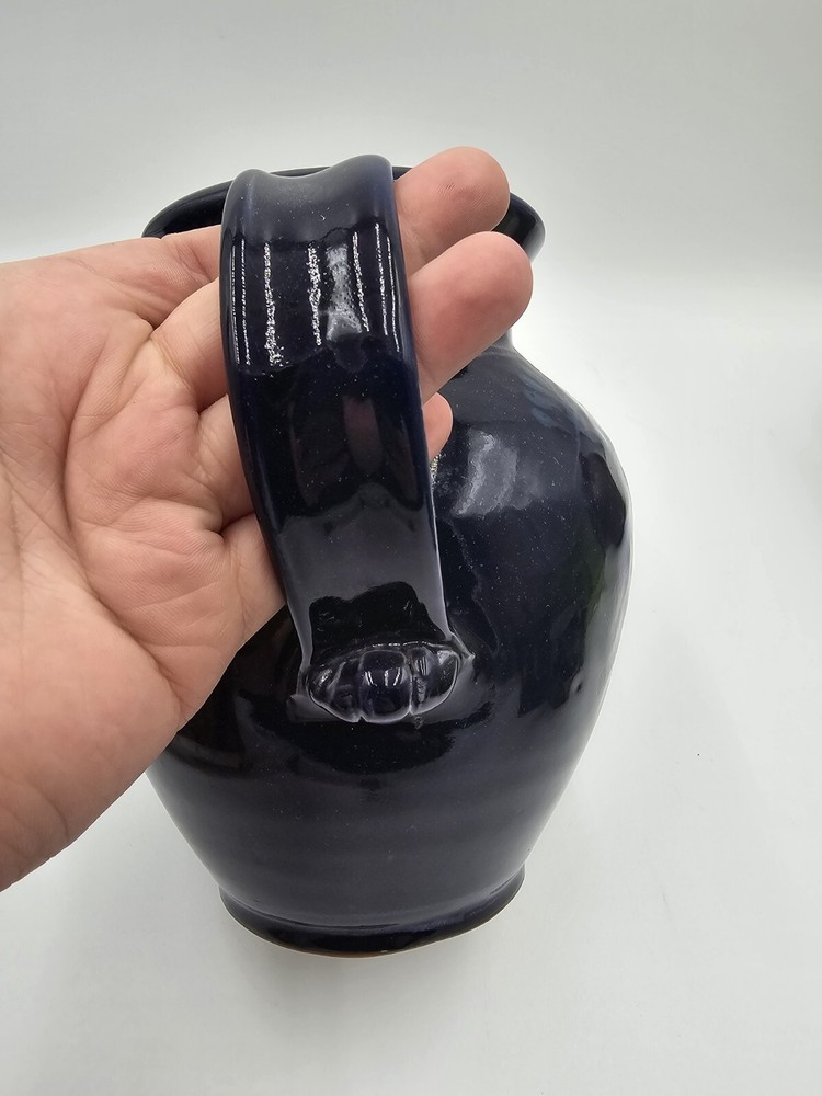 Studio Art Pottery Navy Pitcher Signed Grau Tortorella