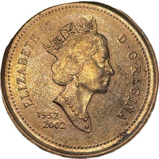 2002 Canada one cent 50 years Queen