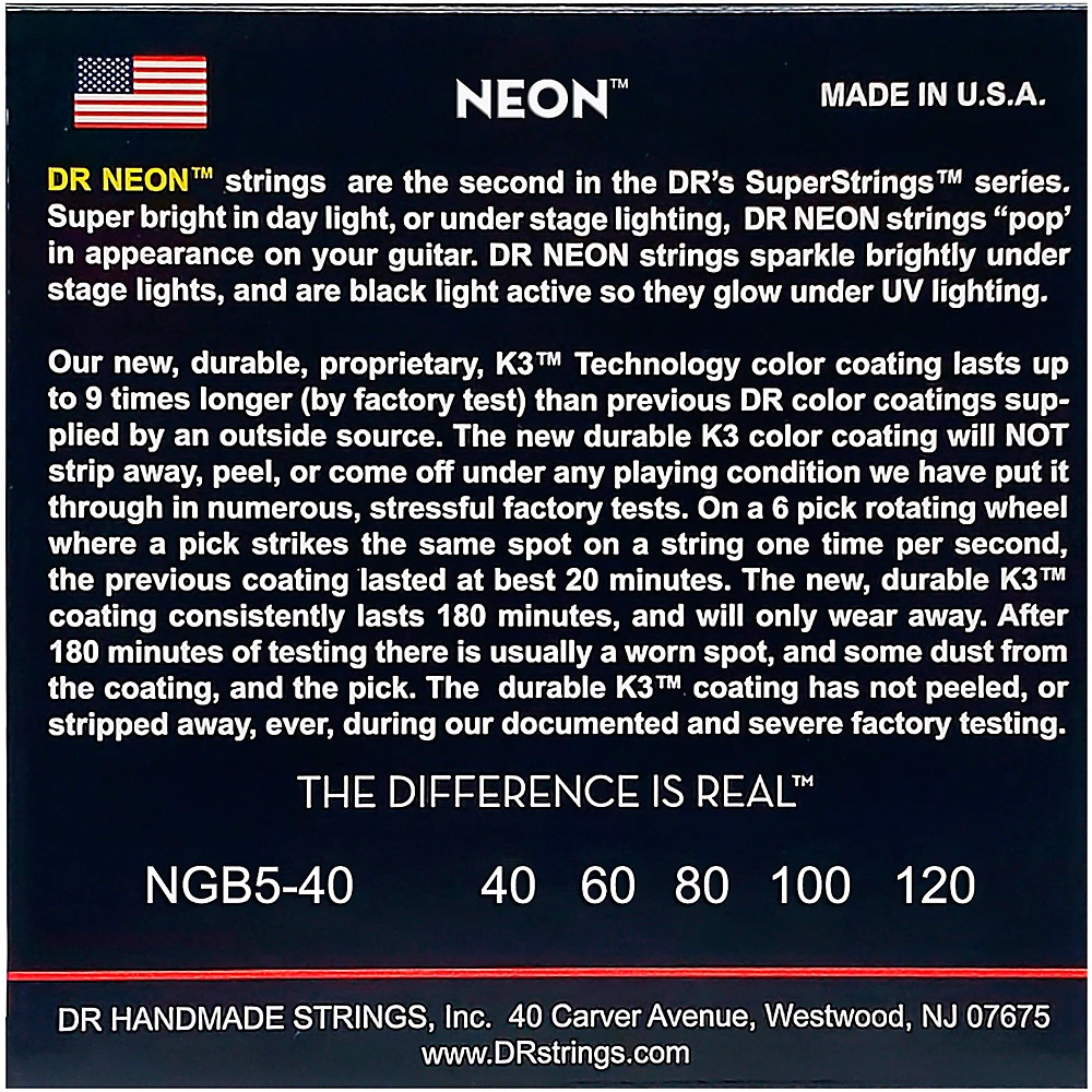 DR Strings NEON Hi-Def Green Bass SuperStrings Light 5-String