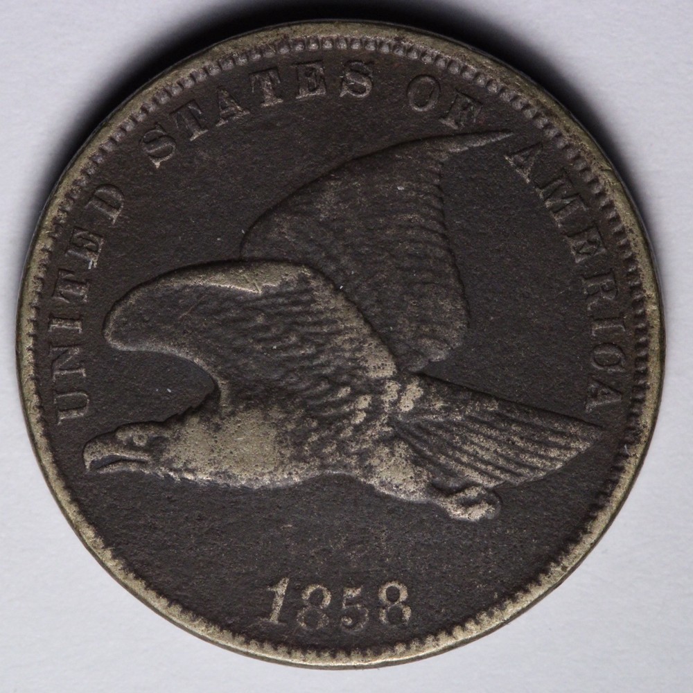 1858 SL Flying Eagle Cent Penny VF E107 SRNF