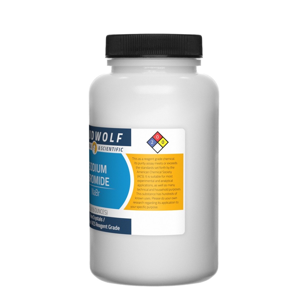 Sodium Bromide, 1lb, ACS Reagent Grade, Sturdy Bottle, SHIPS SAME DAY