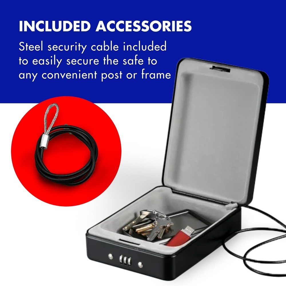 Deluxe Personal Locking Safe with Tether Heavy-Duty Steel Construction 61219