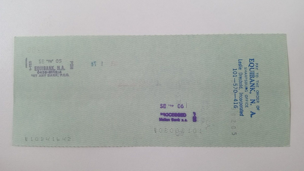 Leslie Dresbold: 1978 Pittsburgh Pirates Expense Check