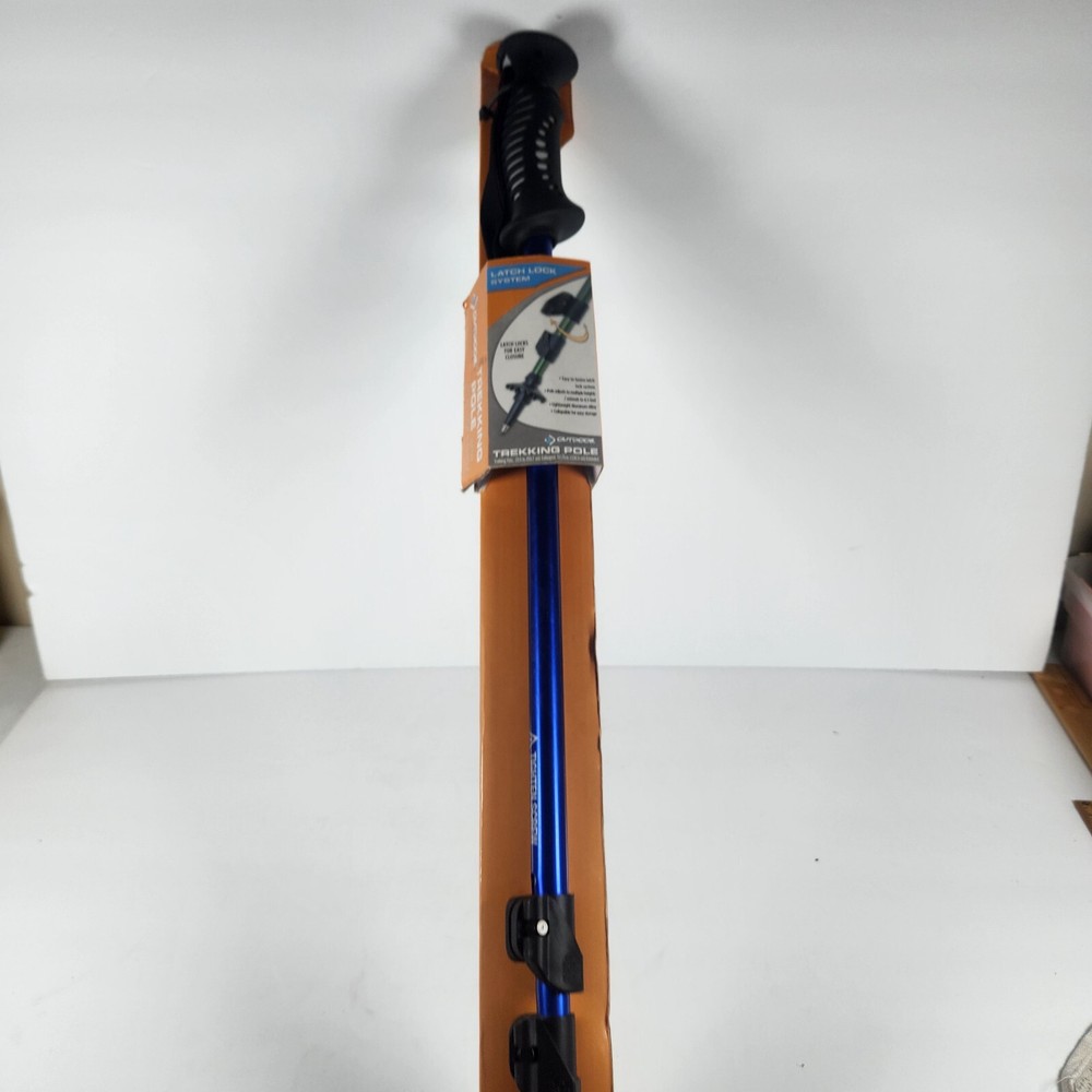 Single Trekking Pole Blue 4.5' Adjustable Collapsible Hiking Walking Stick