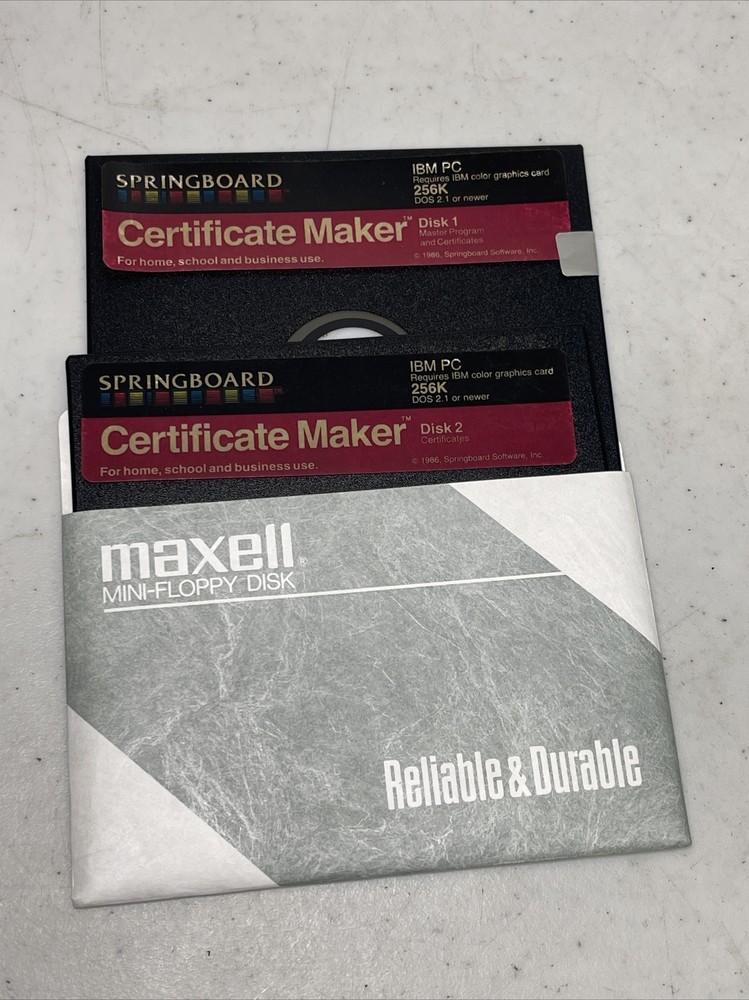 Springboard Certificate Maker for IBM PC