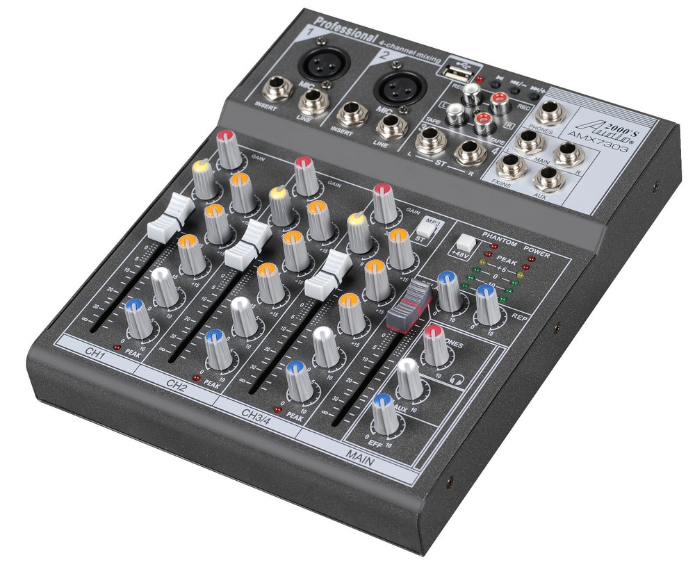 Audio2000s AMX7303 4-Ch.Audio Mixer with USB and DSP Processor-MR