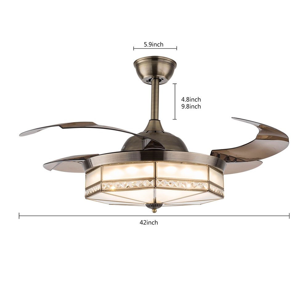 Ceiling Fan Light with Remote Control LED Ceiling Light Modern Chandelier GoldUS