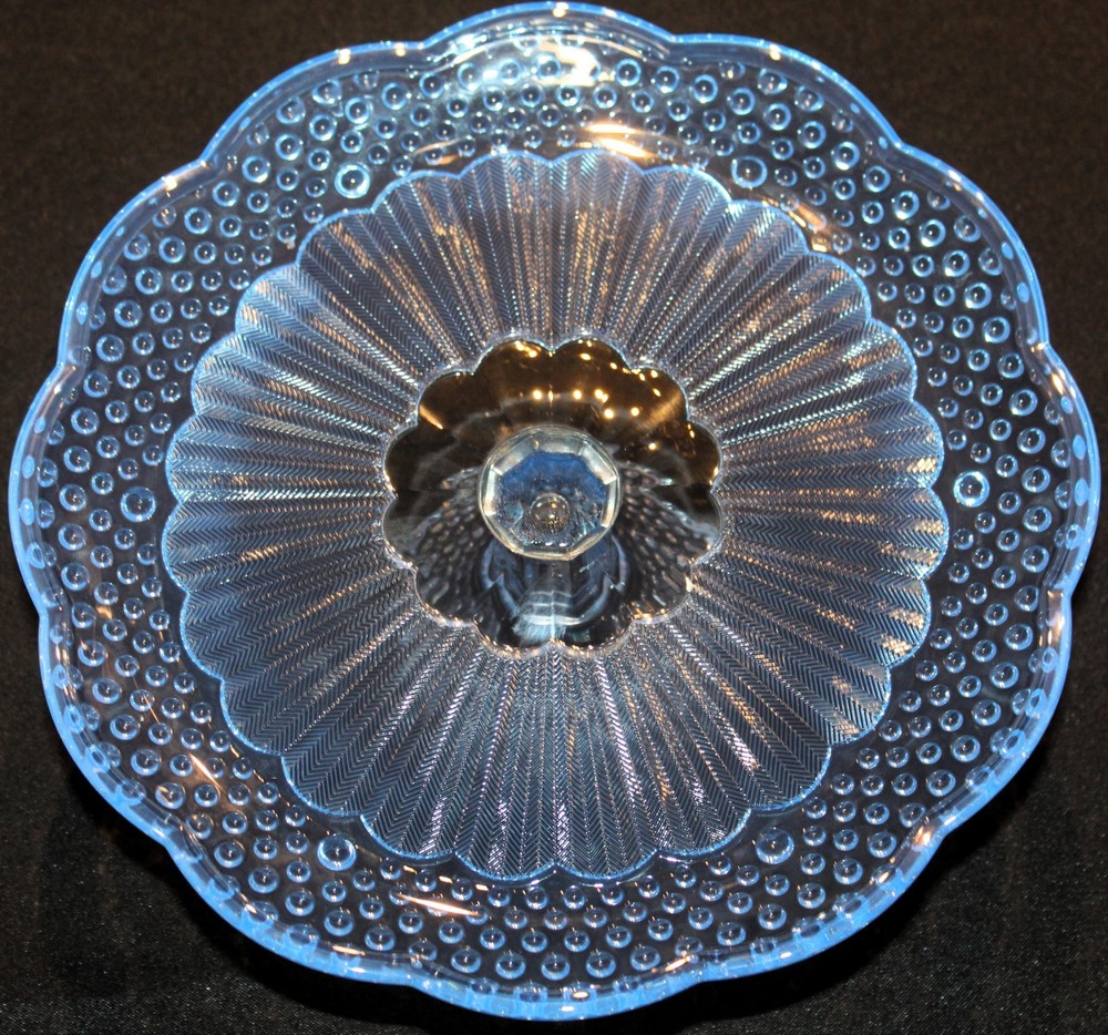 Gorham Crystal Emily's Attic Blue Pedestal Cake Stand