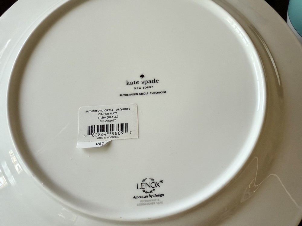 Kate Spade New York Rutherford Circle Turquoise dinner set NEW