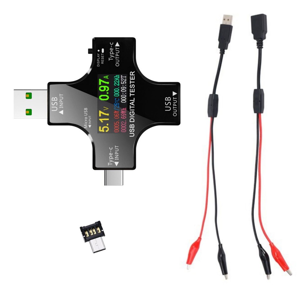 8 IPS Multiple Color Screen USB Power Meter Accepts Maximum Current: 5.1A