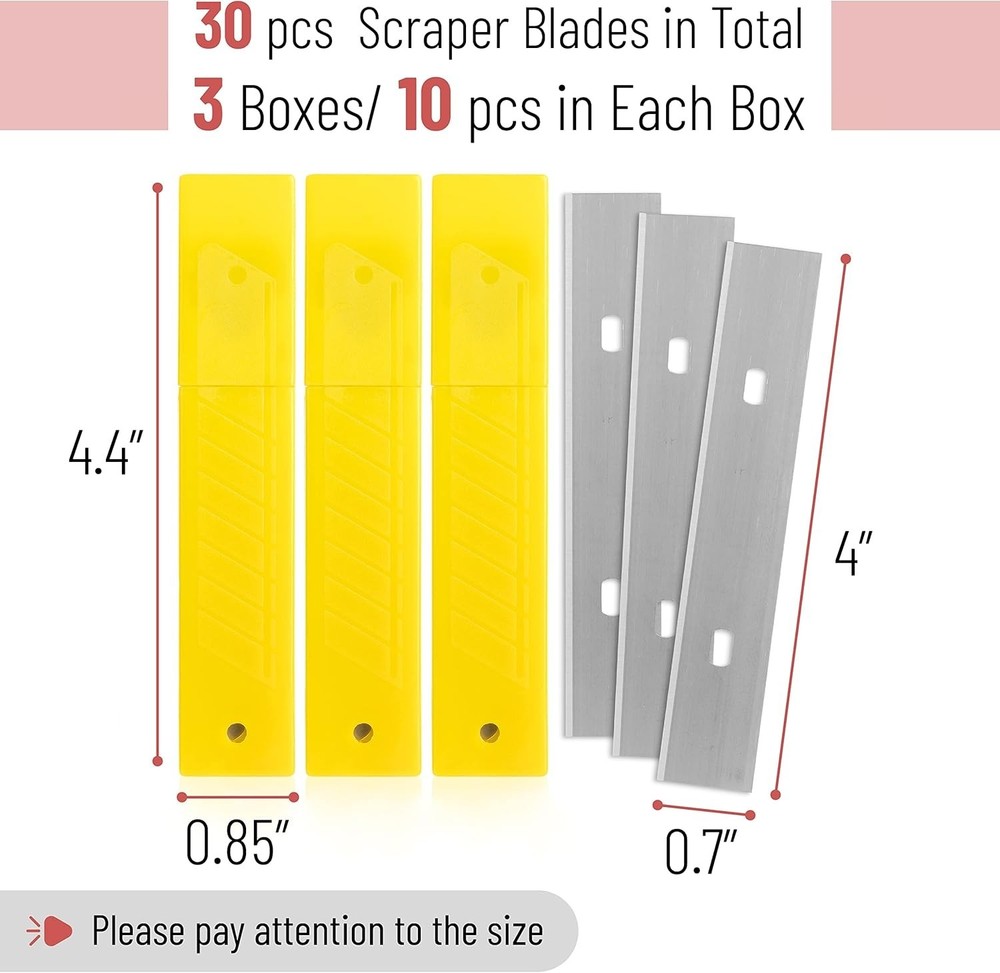Bates- Replacement Scraper Blades, 4 Inch, 30 Pcs, Scraper Blades, Floor Scra...