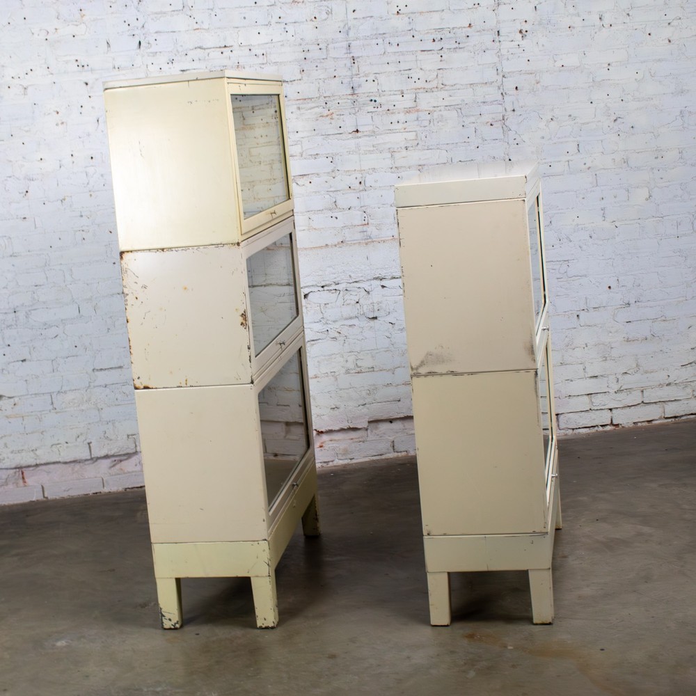 Industrial Rustic Pair Modular Stacking Barrister Bookcase by Globe-Wernicke