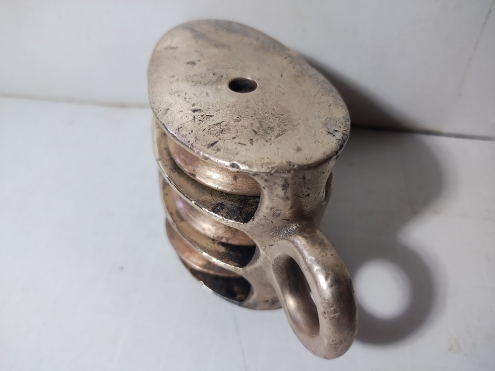 Antique Heavy Solid Brass Nautical Rigging Pulley