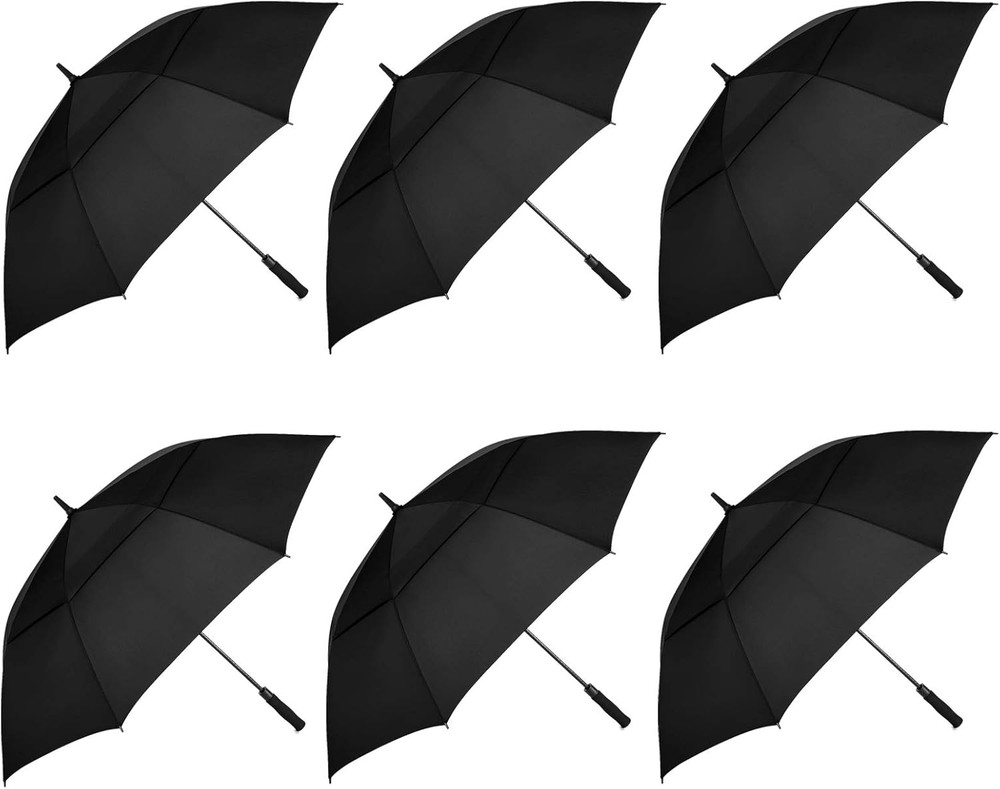 6 Pack Golf Umbrella 62/68 Inch Large Oversize Double Canopy Vented Automatic Op