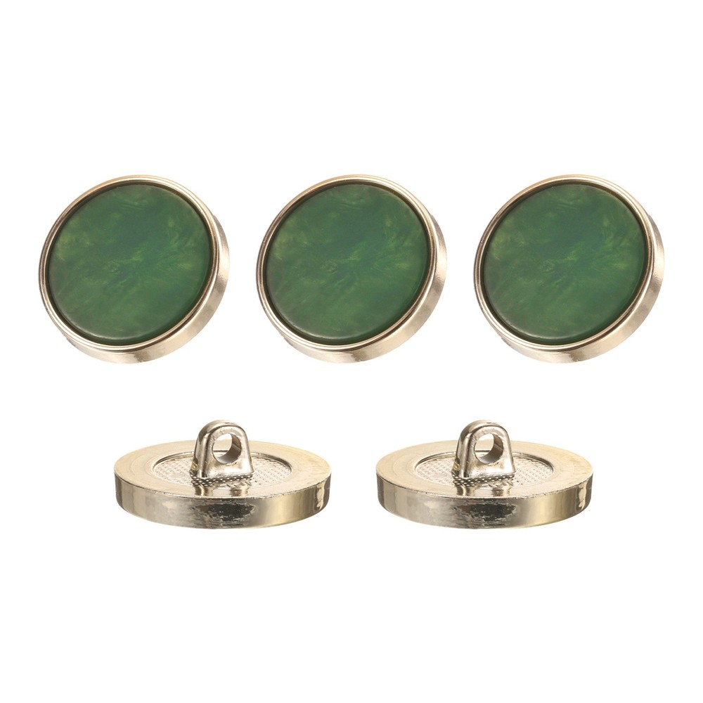 5Pcs Round Button, 23mm/0.9" Resin Decorative Pattern Button, Dark Green