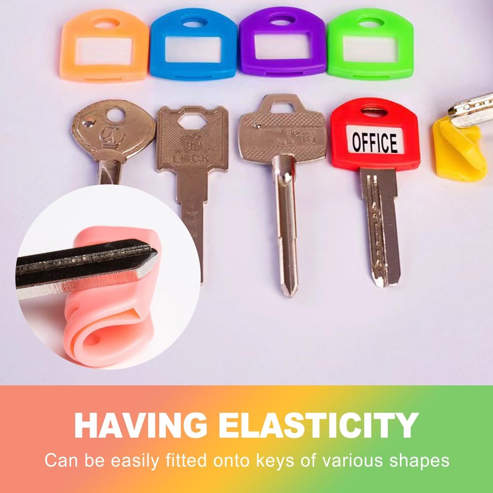 24-Pack Key Label Tags – Vibrant Plastic Key Tags with Writable Labels & Ring...