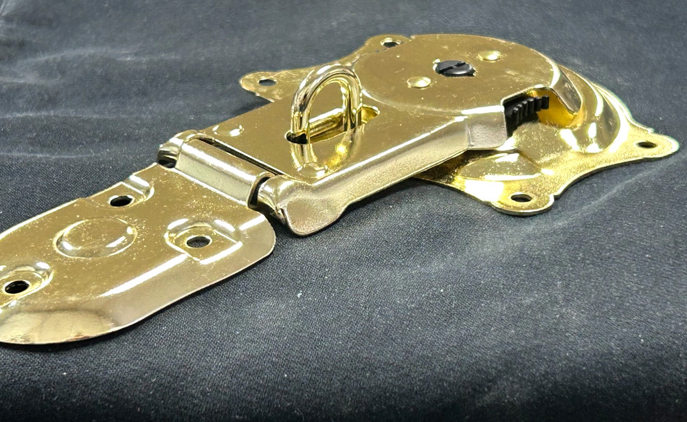 Brass Plated Steamer Trunk Lock Flush Mount with Quick Release Push Buttons