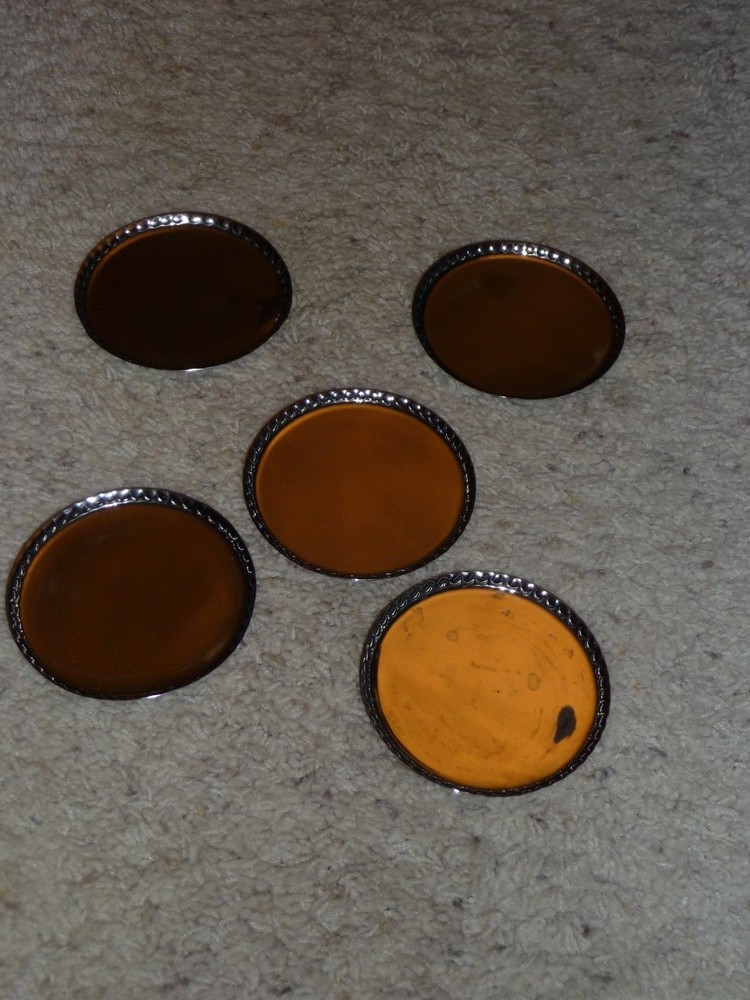 Vintage Silver Plated Silverplate 5-pc Coasters Set Made in India