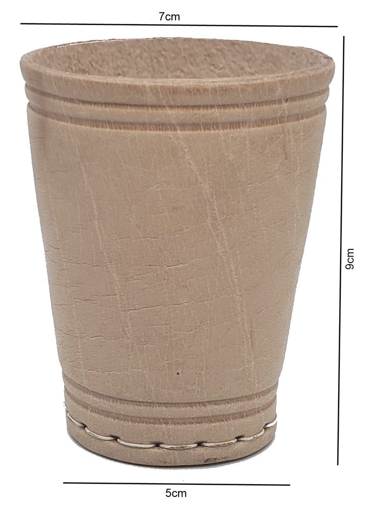 Genuine Real Leather Dice Cup Natural Unlined Compact Size Handcrafted