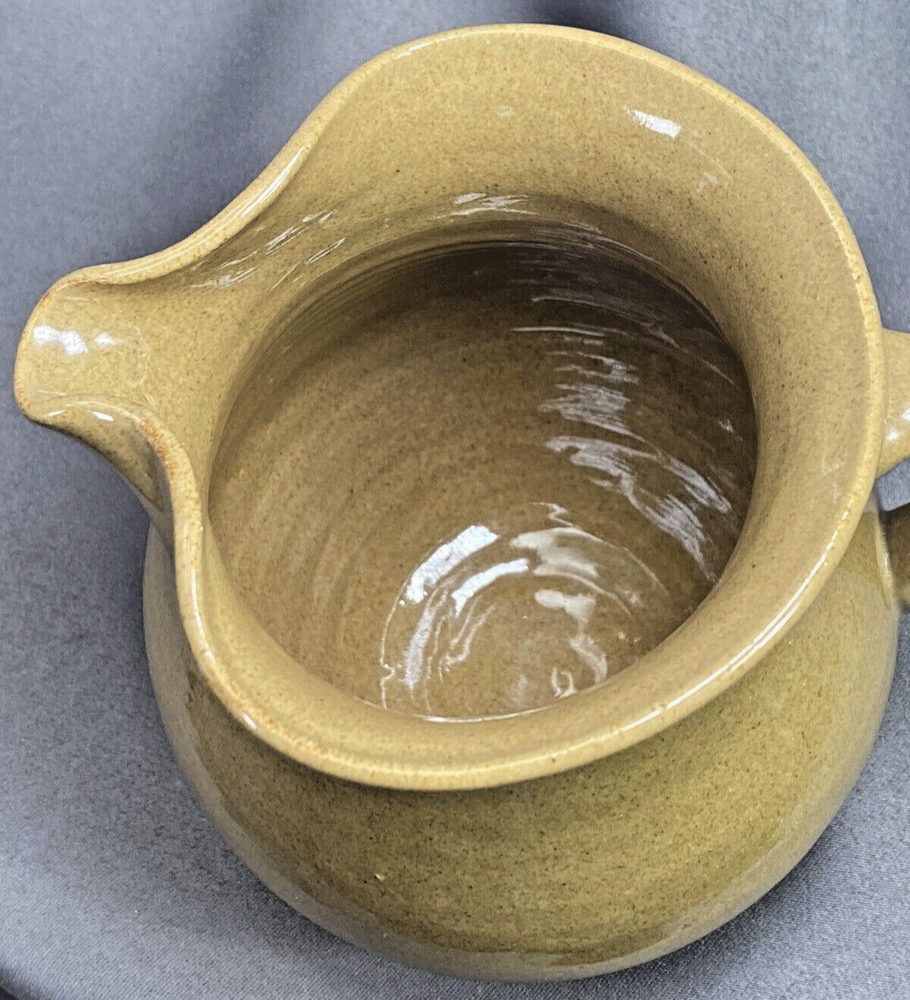 Hand Made Yellow/Brown Speckled Pottery Pitcher 28oz