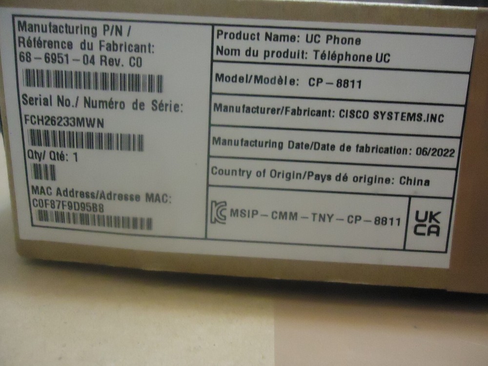 Cisco IP Phone CP-8811-K9 VoIP Phone .