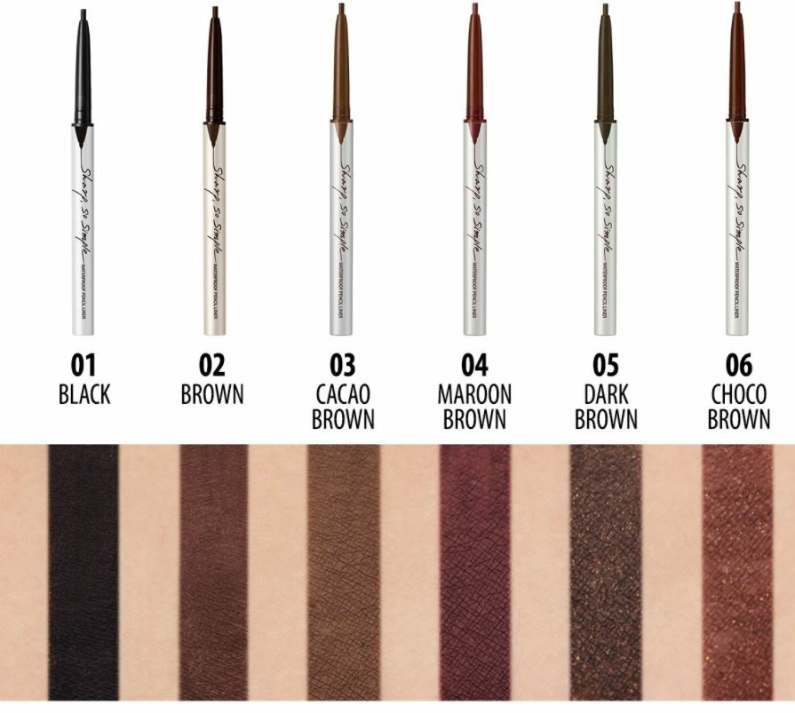 CLIO Sharp So Simple Waterproof Pencil Liner x 2, 5 COLORS